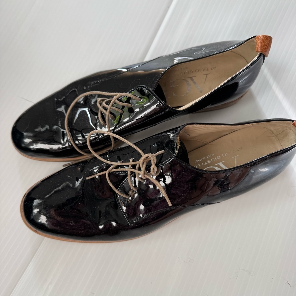 AGL attilio giusti leombruni Black Patent Leather oxfords size 8.5 US - Picture 2 of 10